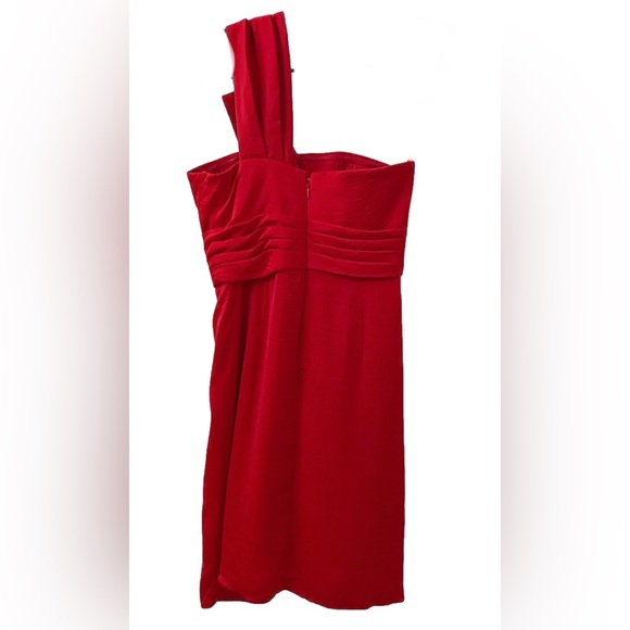 BCBGMaxAzria Palais One Shoulder Dress Women 4 Red Mini Chic Cocktail Prom Party - Picture 4 of 9